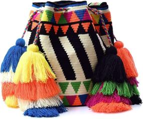 img 3 attached to 👜 Коллекция многоцветных женских сумок, кошельков и шарфов Wayuu Mochila желтого цвета