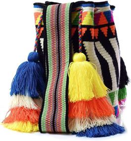 img 2 attached to 👜 Коллекция многоцветных женских сумок, кошельков и шарфов Wayuu Mochila желтого цвета