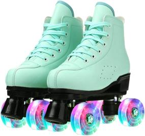 img 4 attached to 👟 Classic High-top Leather Roller Skates for Women - Outdoor Double-Row Adult Skates for Girls, Unisex