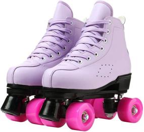 img 1 attached to 👟 Classic High-top Leather Roller Skates for Women - Outdoor Double-Row Adult Skates for Girls, Unisex