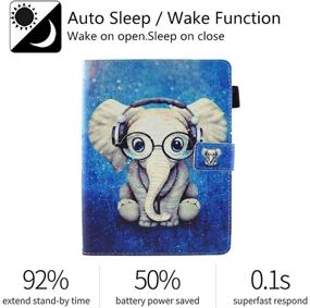 img 3 attached to 🐘 JZCreater Folio Stand Wallet Case for iPad Mini 1/2/3/4/5, Elephant Design - Auto Sleep/Wake, Not Compatible with Mini 6 2021