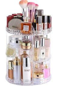 img 4 attached to 💄 Cq Acrylic 360-Degree Rotating Makeup Organizer: 4-Tier Adjustable Spinning Cosmetic Storage Cases and Display – Clear