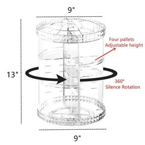 img 3 attached to 💄 Cq Acrylic 360-Degree Rotating Makeup Organizer: 4-Tier Adjustable Spinning Cosmetic Storage Cases and Display – Clear