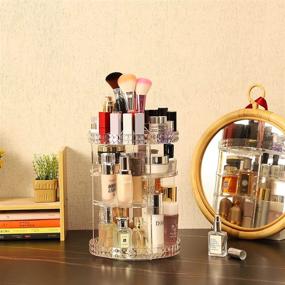 img 1 attached to 💄 Cq Acrylic 360-Degree Rotating Makeup Organizer: 4-Tier Adjustable Spinning Cosmetic Storage Cases and Display – Clear