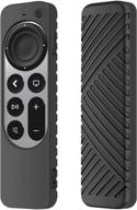 📱 silicone silky-soft remote control cover case for apple tv 4k 2021 - anti-slip shockproof full body protective case for siri remote 2021 (black) logo