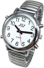 img 2 attached to ⌚ SEO-Optimized Silver Frame English Talking Watch with Alarm, White Dial, and Expansion Band