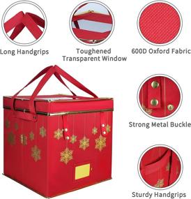 img 2 attached to Christmas Ornament Storage Box with Dividers - Premium, 4-Layer Xmas Containers for 64 Holiday Ornaments - Heavy Duty 600D Oxford Fabric (Red)