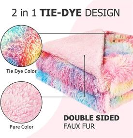 img 3 attached to 🌈 DANGTOP Faux Fur Throw Blanket: Tie Dye Rainbow Blanket for Girls, Super Soft & Cozy 59x79 inches