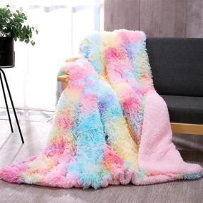 img 4 attached to 🌈 DANGTOP Faux Fur Throw Blanket: Tie Dye Rainbow Blanket for Girls, Super Soft & Cozy 59x79 inches