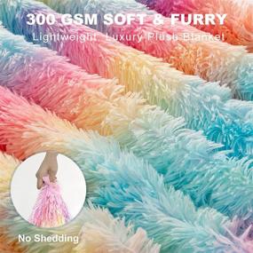 img 2 attached to 🌈 DANGTOP Faux Fur Throw Blanket: Tie Dye Rainbow Blanket for Girls, Super Soft & Cozy 59x79 inches