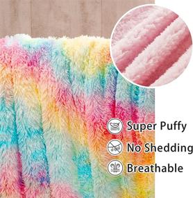 img 1 attached to 🌈 DANGTOP Faux Fur Throw Blanket: Tie Dye Rainbow Blanket for Girls, Super Soft & Cozy 59x79 inches