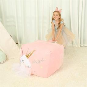 img 1 attached to 🦄 Anzitinlan Unicorn Chair: Extra Large Ballet Horse Stuffed Animal Storage Bean Bag Chair for Girls, Toy Storage BeanBag for Children - Super Soft Baby Fleece Fabric - Cover Only, 22"x24