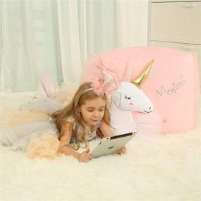 img 3 attached to 🦄 Anzitinlan Unicorn Chair: Extra Large Ballet Horse Stuffed Animal Storage Bean Bag Chair for Girls, Toy Storage BeanBag for Children - Super Soft Baby Fleece Fabric - Cover Only, 22"x24
