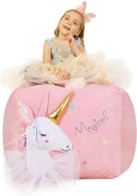 img 4 attached to 🦄 Anzitinlan Unicorn Chair: Extra Large Ballet Horse Stuffed Animal Storage Bean Bag Chair for Girls, Toy Storage BeanBag for Children - Super Soft Baby Fleece Fabric - Cover Only, 22"x24