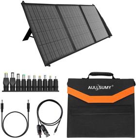 img 4 attached to 🔆 AULLSUMY Upgraded Foldable 60W Portable Solar Panel for Power Generators with Compatibility for Multi-Specification DC Adapters: Jackery, Flashfish, BALDR, and More