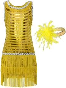 img 3 attached to 👧 Stylish Girls' 1920s Flapper Dress: BABEYOND Art Deco Gatsby Sequin Dress & Headband for Kids