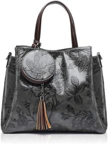 img 4 attached to Women's Embossed Leather Cross Body Shoulder Handbag Set with Wallet - in Shoulder Bags