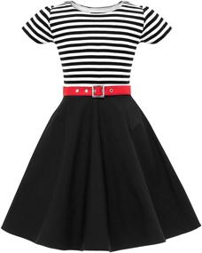 img 4 attached to 👗 Stunning BlackButterfly Kids 'Maria' Vintage Striped Pin Up Dress: Unmatched Style and Charm!