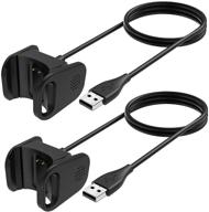 (время) 2-pack зарядное устройство nanw для fitbit charge 3 - usb-кабель длиной 3,3 фута с док-станцией и адаптером - совместимо со смарт-часами fitbit charge 3 логотип