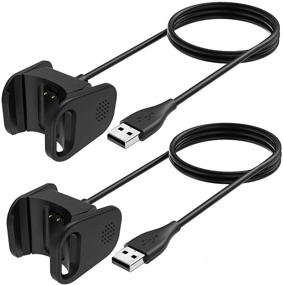 img 4 attached to (Время) 2-Pack Зарядное устройство NANW для Fitbit Charge 3 - USB-кабель длиной 3,3 фута с док-станцией и адаптером - совместимо со смарт-часами Fitbit Charge 3