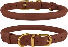 img 3 attached to 🐾 BRONZEDOG Rolled Leather Dog Collar: Soft Padded Round Rope Collar for Your Beloved Dogs, Puppies, Cats, and Kittens of All Sizes