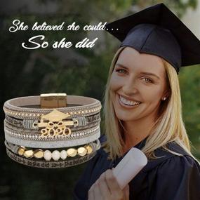 img 3 attached to 🎓 NIDELOO Graduation Bracelet 2020: Stylish Cap Charm Inspirational Leather Wrap for Teen Girls & Women - Perfect Graduation Gift!