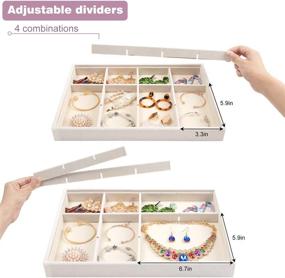 img 1 attached to Mebbay Stackable White Velvet Jewelry Trays Organizer Set: Clear 📿 Lid Storage for Drawer, Earrings, Necklaces, Bracelets, Rings - Set of 4