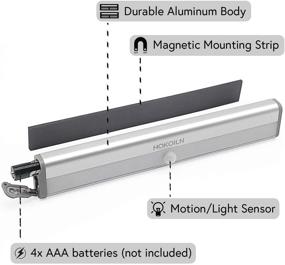 img 3 attached to 🔦 Wireless Motion Sensor Closet Lights, HOKOILN 10-LED Stick-On Night Light Bar, Battery Operated Safelight for Closet Cabinet Wardrobe Stairs, 3-Pack (Includes Batteries)