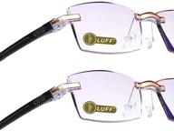 luff reading glasses: home comfort in lightweight frames - 2 pack of value, frameless design adorned with diamond trimming for men logo