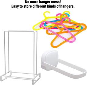 img 1 attached to 🧥 Efficient Space-Saving Hanger Storage Holder - Stainless Steel Organizer Stand for 2 PCS Clothes Hangers, Ideal for Closet and Laundry Room - White