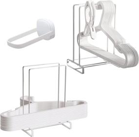 img 4 attached to 🧥 Efficient Space-Saving Hanger Storage Holder - Stainless Steel Organizer Stand for 2 PCS Clothes Hangers, Ideal for Closet and Laundry Room - White