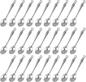 img 4 attached to 🥄 AUEAR 50 Pack Silver Mini Spoon Charms Pendant for Jewelry Making – Findings for Necklaces and Bracelets