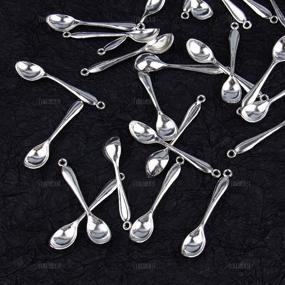 img 1 attached to 🥄 AUEAR 50 Pack Silver Mini Spoon Charms Pendant for Jewelry Making – Findings for Necklaces and Bracelets