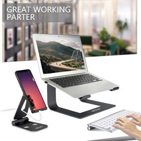 img 3 attached to 📱 Urmust Aluminum Laptop Stand for Desk - Computer Riser Holder for MacBook Air Pro, Dell, HP, Lenovo Samsung, Alienware & More Laptops 11-15.6" - Black