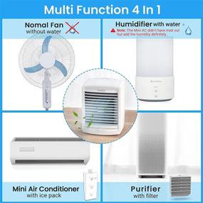 img 2 attached to Portable Air Conditioner Cooling Fan Mini Rechargeable Personal Air Cooler Evaporative AC Unit Cordless Desktop Fan With 4 Speeds Motion Sensor For Small Room Home Office (White)…