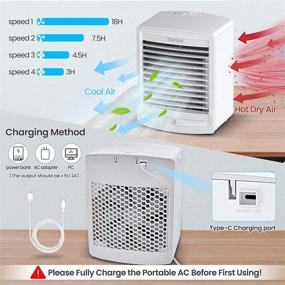 img 1 attached to Portable Air Conditioner Cooling Fan Mini Rechargeable Personal Air Cooler Evaporative AC Unit Cordless Desktop Fan With 4 Speeds Motion Sensor For Small Room Home Office (White)…