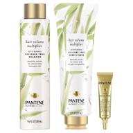 pantene bamboo hair volume multiplier: shampoo, conditioner, and rescue shot treatment - nutrient blends for enhanced results logo