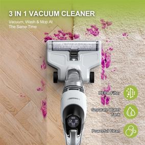 img 2 attached to 🧹 Cellay Cordless Wet Dry Vacuum Cleaner, All-in-One Upright Vacuum Cleaner and Mop, One-Step Cleaning for Hardwood Floors & Area Rugs, Separate Dirty/Clean Water Tank, Multi-Surface Upright Vacuum