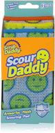 🧽 scour daddy - multi-surface scouring pads by scrub daddy - durable, absorbent, flextexture sponge, soft in warm water, firm in cold, scratch-free, odor resistant, easy to clean - pack of 3 logo