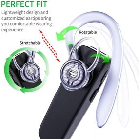 img 3 attached to 🎧 Black Bluetooth Headset with Ultralight Sweatproof Earpieces, Wireless Bluetooth V4.1 Earphones and Noise Cancelling Microphone for Business, Office and Driving - Compatible with iPhone and Android Cellphones