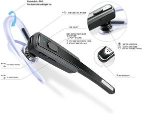 img 2 attached to 🎧 Black Bluetooth Headset with Ultralight Sweatproof Earpieces, Wireless Bluetooth V4.1 Earphones and Noise Cancelling Microphone for Business, Office and Driving - Compatible with iPhone and Android Cellphones