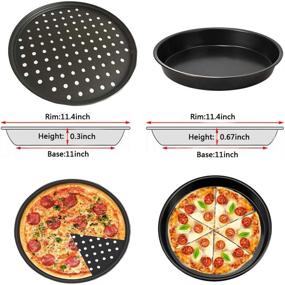 img 3 attached to Набор сковород для пиццы XIAO QIAN диаметром 11 дюймов с отверстием и без 🍕 - черные формы для выпечки хрустящих пицц - 2 круглых тарелки для выпечки