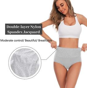 img 3 attached to YaShaer Women's High Waist Cotton Briefs - Full Coverage and Tummy Control (5 Pack) for C-Section Recovery.