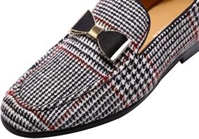 img 2 attached to 👞 Crimson Houndstooth Slipper Wedding Men's Shoes: Stylish ELANROMAN Loafers & Slip-Ons