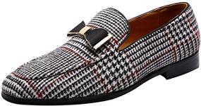 img 3 attached to 👞 Crimson Houndstooth Slipper Wedding Men's Shoes: Stylish ELANROMAN Loafers & Slip-Ons