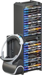 img 4 attached to Skywin VR Headset & PS4 Game Holder: Ultimate Gaming Organizer with CD Tower, Headset Hanger, and Vertical Stand