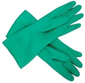 img 3 attached to Green Rubber Gloves - Textured, Size M, for Donning Applications