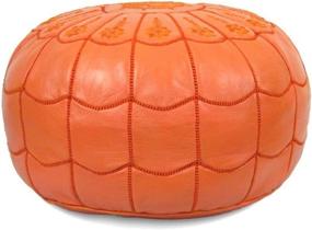 img 1 attached to 🪑 IKRAM DESIGN Handcrafted Moroccan Leather Pouf with Arch Design, Vibrant Orange, 22-Inch by 14-Inch – Enhance your Space Stylishly!