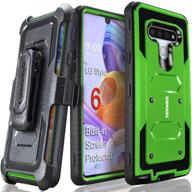 📱 covrware aegis series case for lg stylo 6 - heavy duty full-body rugged holster armor cover with built-in screen protector, green - belt swivel clip & kickstand included logo