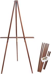 img 4 attached to 🎨 64-Inch Wooden Tripod Display Floor Easel with Adjustable Tray – A-Frame Stand for Painting, Drawing, Signs, and Framed Photos (Brown)